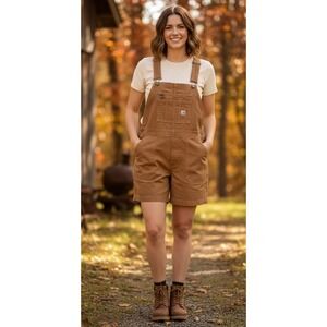 Carhartt Rugged Flex Relaxed Fit Canvas Shortall Women's 2XL (20) Brown BS5268-W